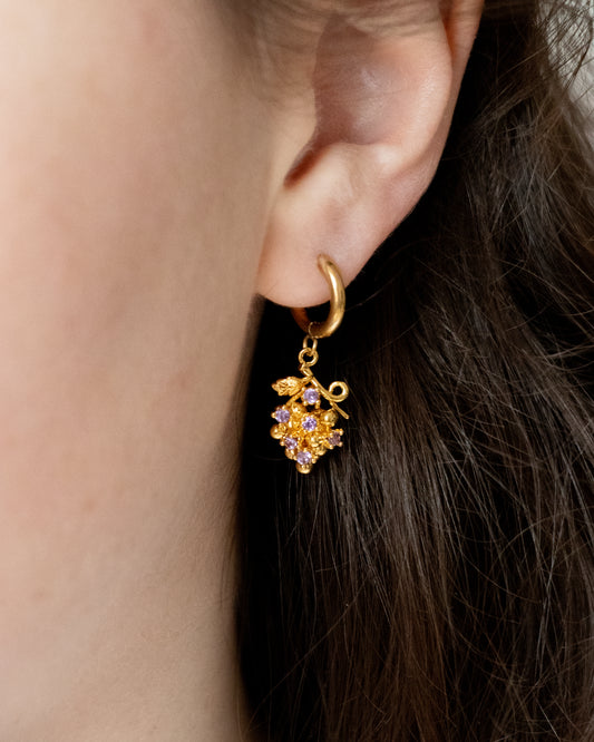 ABONDANCE | Boucles d'oreilles créoles en acier inoxydable et pendentifs raisins