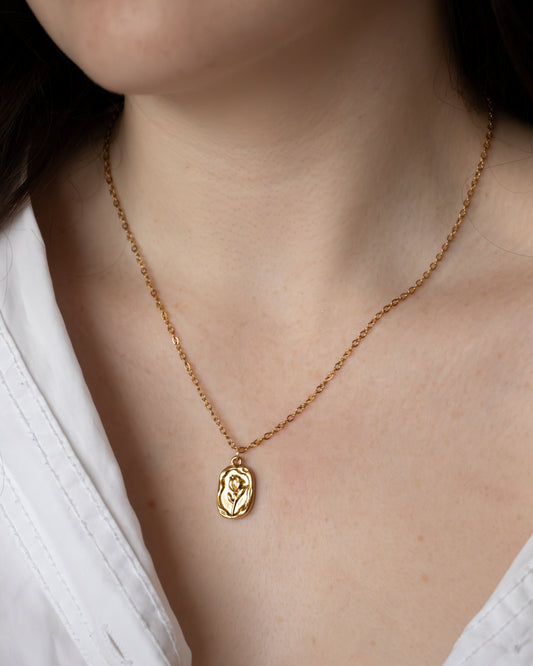 FLORAISON | Collier petit pendentif fleur et chaîne en maille fine