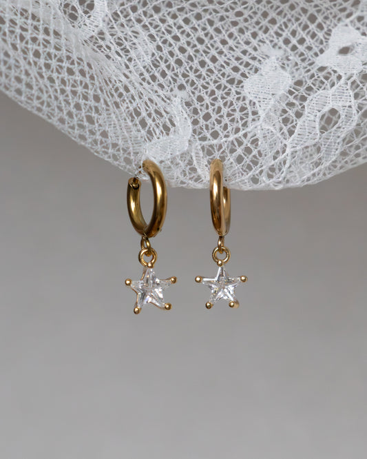 DESTINÉE | Boucles d'oreilles créoles et pendentifs zircon étoiles