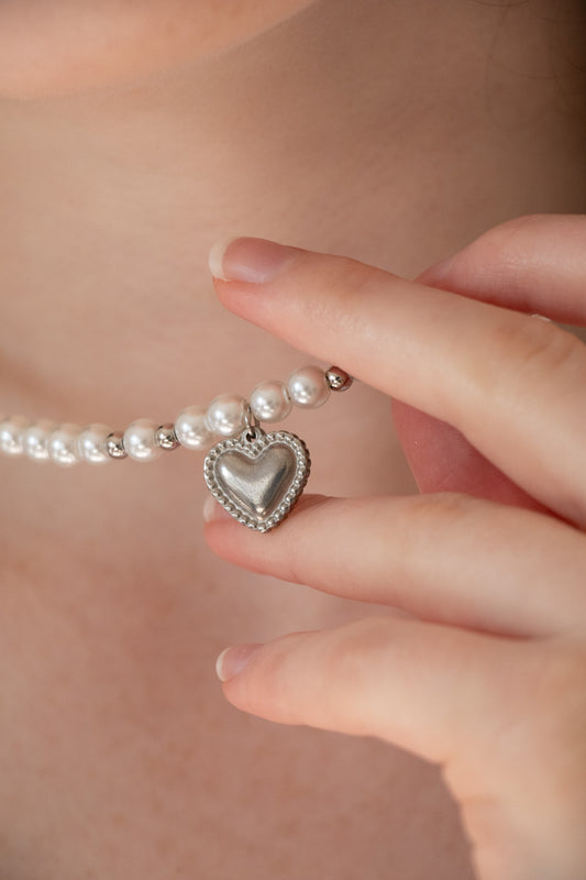 ROMANCE | Collier perles pendentif coeur