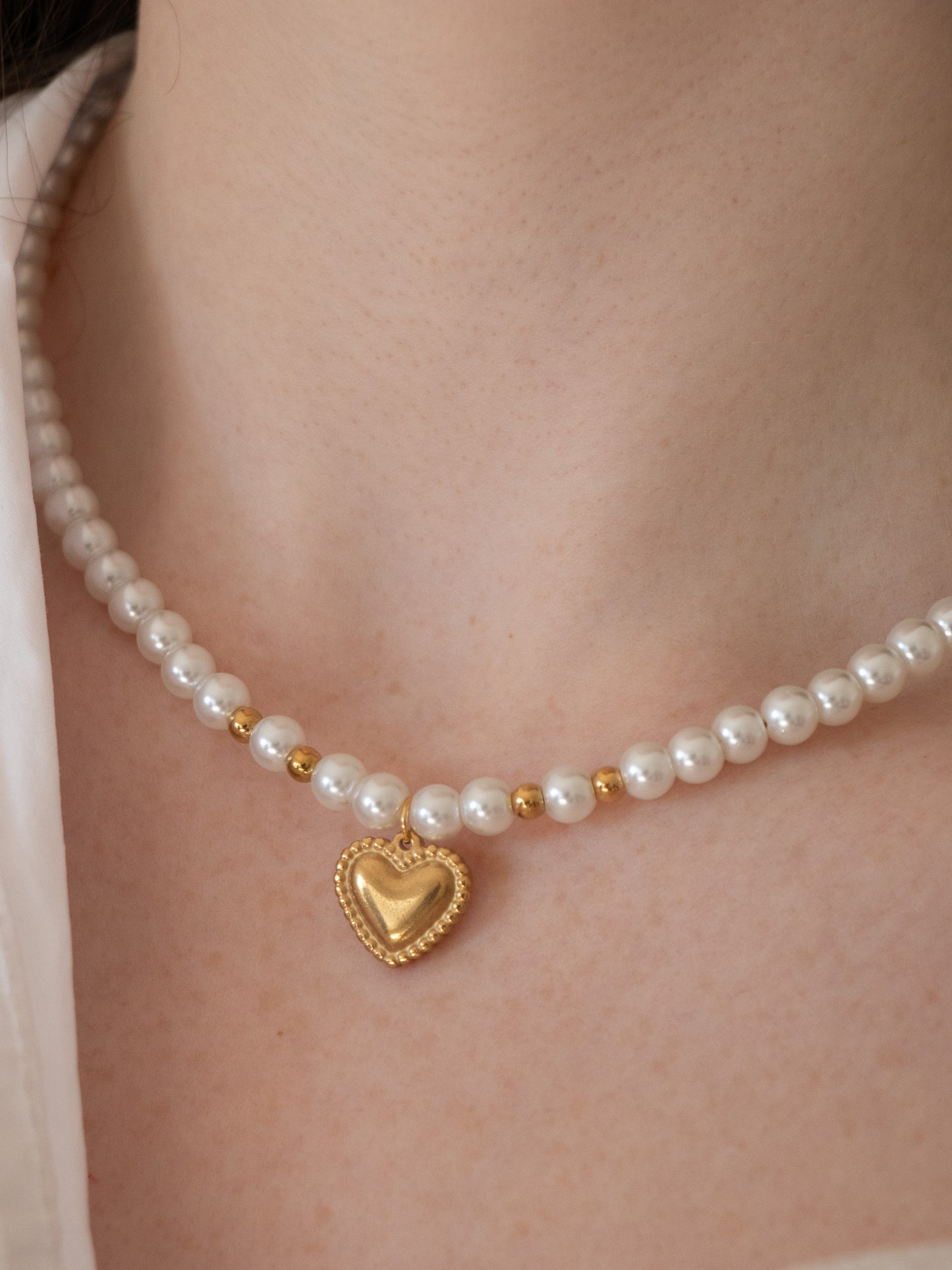 ROMANCE | Collier perles pendentif coeur