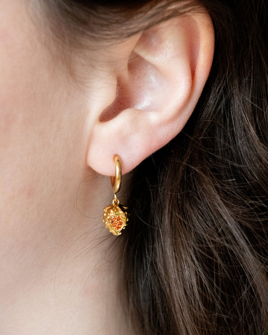 DOUCEUR | Boucles d'oreilles créoles inox et pendentifs fraises