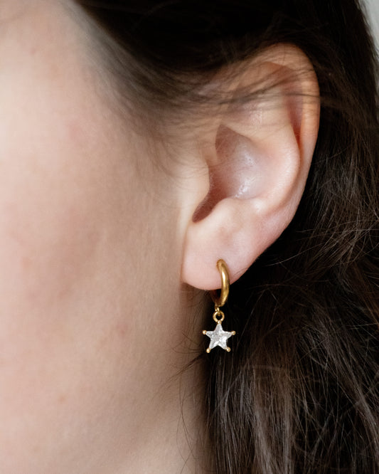 DESTINÉE | Boucles d'oreilles créoles et pendentifs zircon étoiles