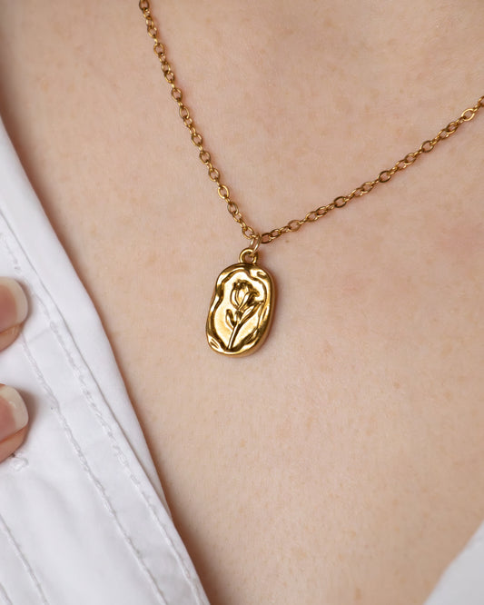 FLORAISON | Collier petit pendentif fleur et chaîne en maille fine